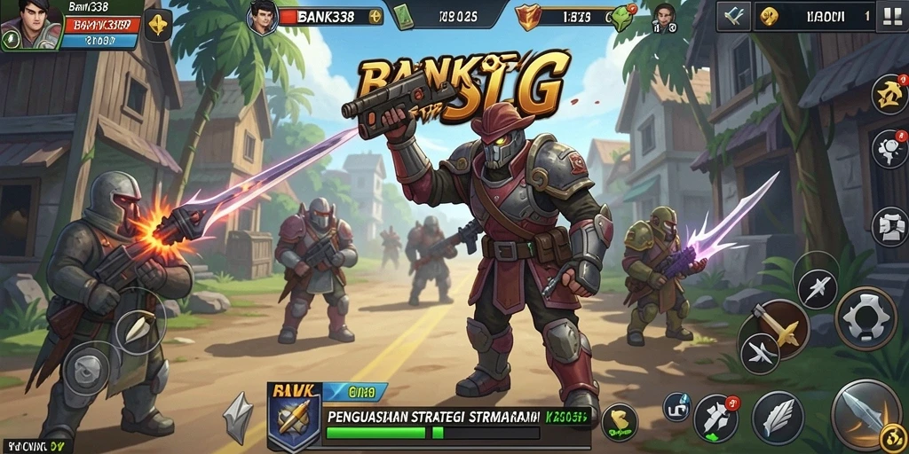 Screenshot utama BANK338 menampilkan aksi pertempuran strategi yang seru.
