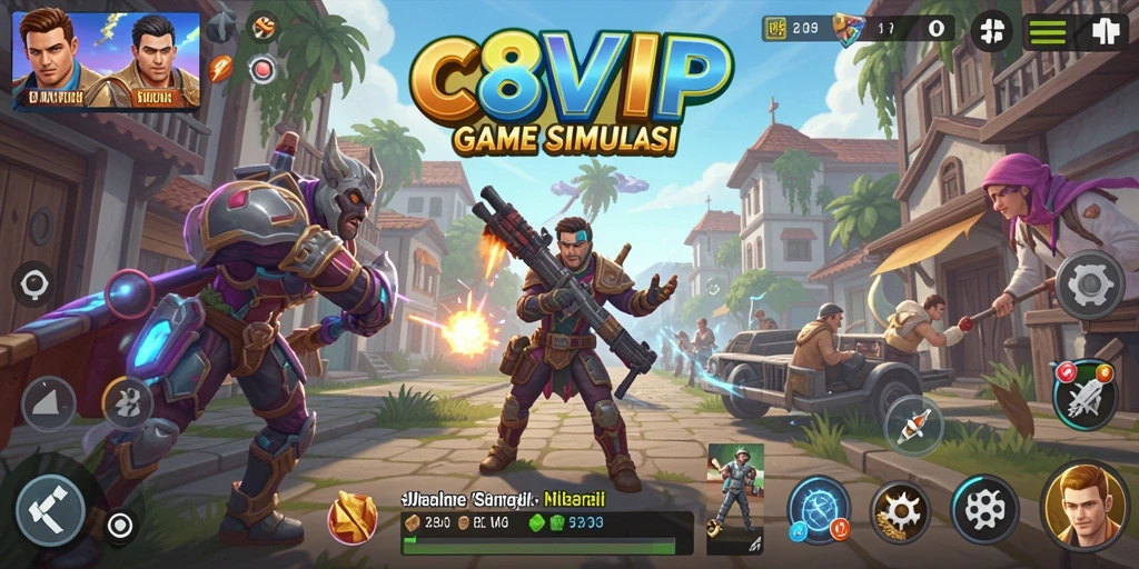 Tangkapan layar utama C8VIP menampilkan aksi gameplay yang menarik dan realistis.