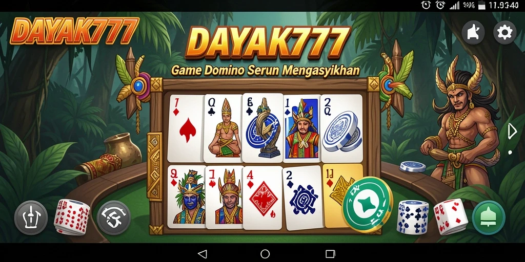 Tampilan gameplay seru dari DAYAK777 yang menampilkan aksi Domino.