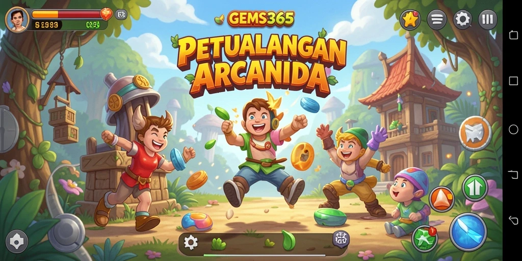 Tampilan menakjubkan dalam permainan Arcade GEMS365.