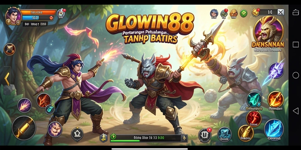 Screenshot utama GLOWIN88 menampilkan aksi pertarungan yang mendebarkan.