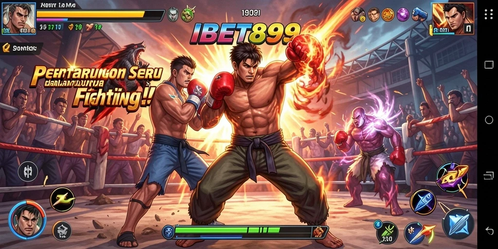 Tampilan screenshot utama IBET899 menampilkan pertarungan seru di arena Fighting.