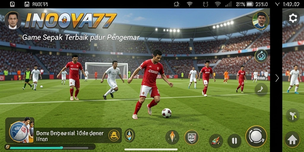 Gameplay seru di INOVA77 dengan aksi sepak bola yang mendebarkan.