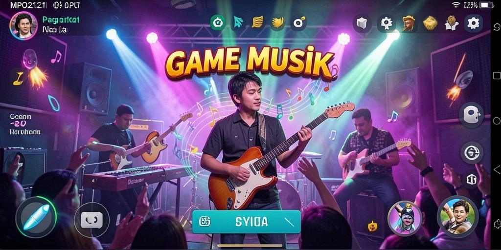 Screenshot utama MPO2121 menampilkan gameplay seru dengan musik yang menggugah.