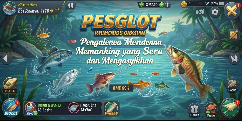 Screenshot PESGSLOT menampilkan pemain yang sedang menangkap ikan di lautan yang indah.