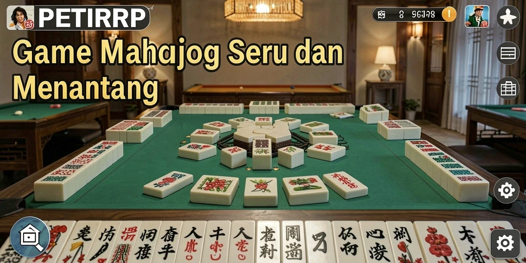 Tangkapan layar utama <strong>PETIRRP</strong> menampilkan gameplay Mahjong seru dan menantang.