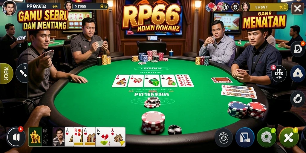 Tampilan gameplay seru di RP66 yang menampilkan aksi poker yang mendebarkan.