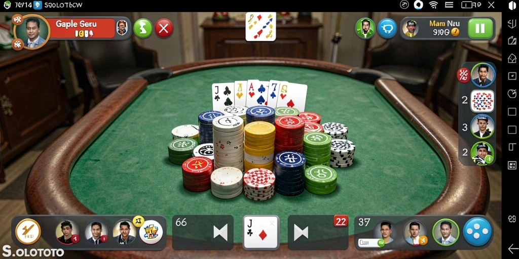 Screenshot gameplay SOLOTOTO menampilkan suasana permainan Gaple yang seru.
