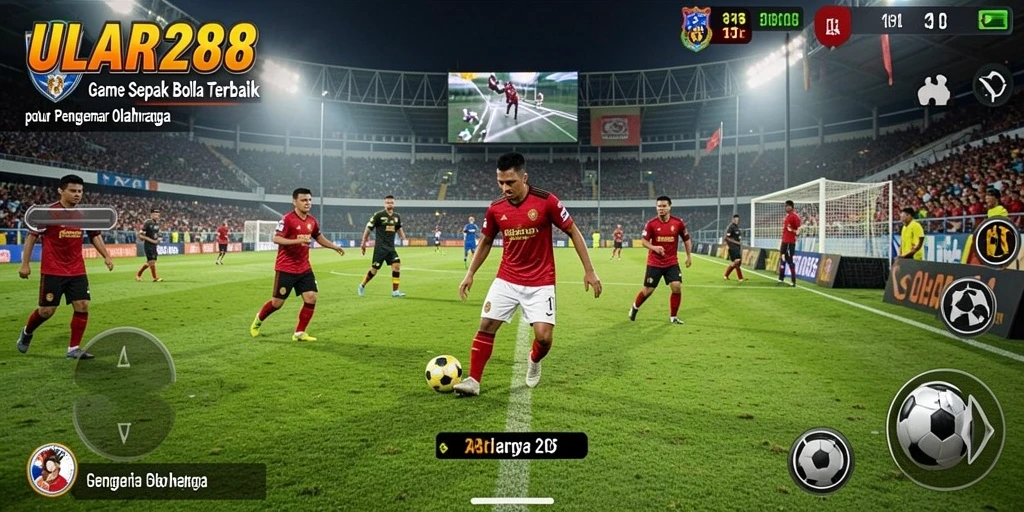 Screenshot menunjukkan pertandingan sepak bola yang menegangkan dalam ULAR288.